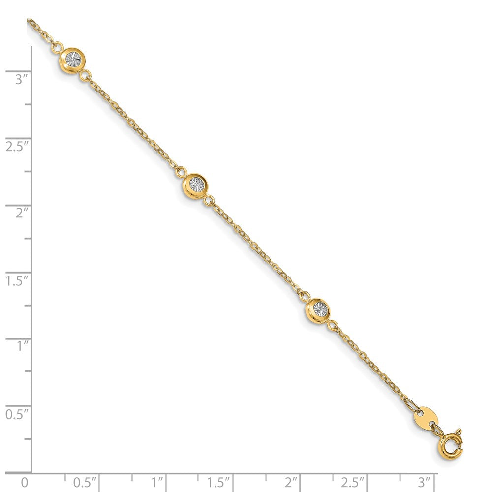 14K Bicolor Poliert Diamantiert Armband