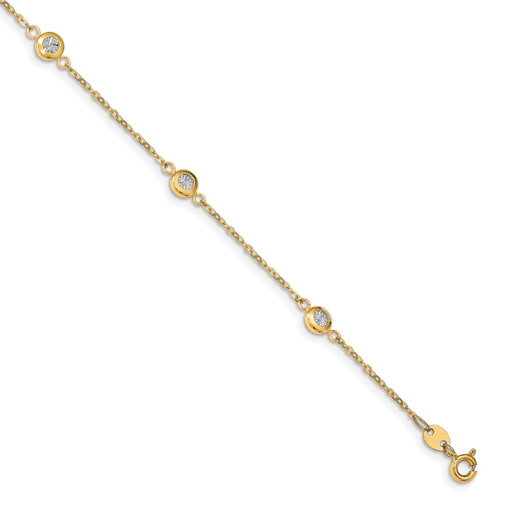 14K Bicolor Poliert Diamantiert Armband