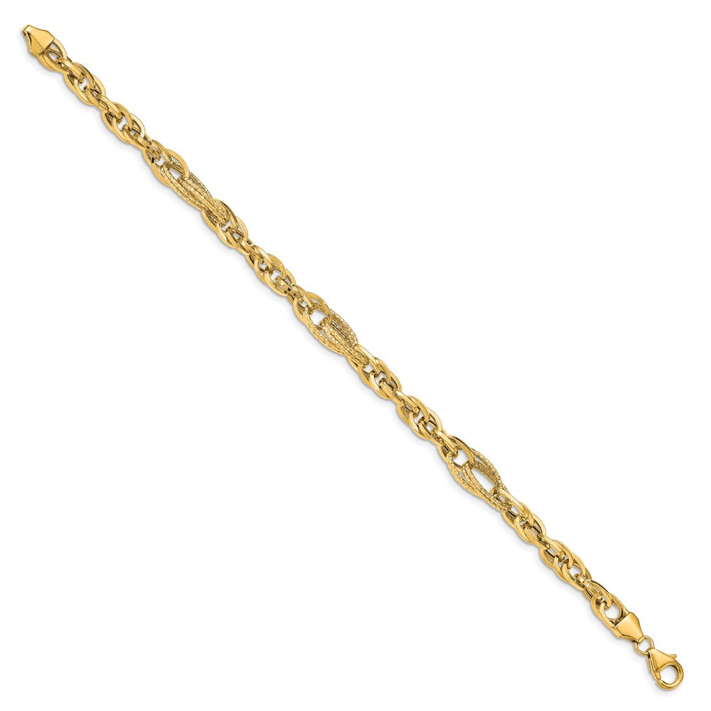 14K Gelbgold Diamantiert Fantasieglieder Armband