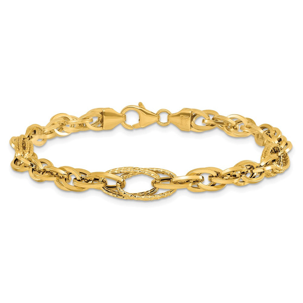 14K Gelbgold Diamantiert Fantasieglieder Armband