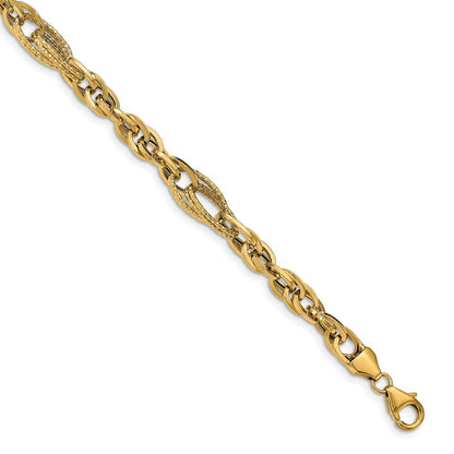 14K Gelbgold Diamantiert Fantasieglieder Armband