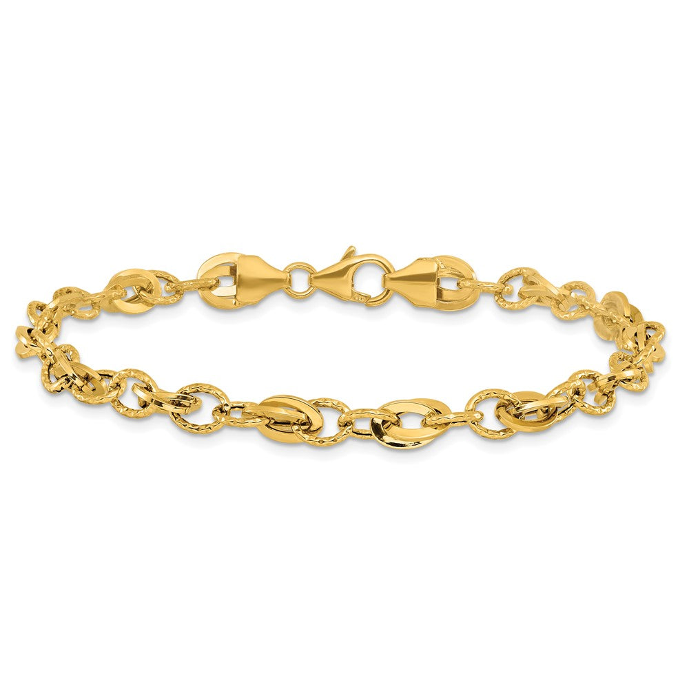 14K Gelbgold Diamantiert Fantasieglieder Armband
