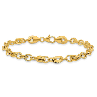14K Gelbgold Diamantiert Fantasieglieder Armband