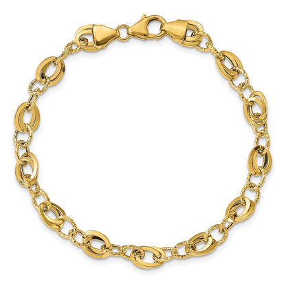 14K Gelbgold Diamantiert Fantasieglieder Armband
