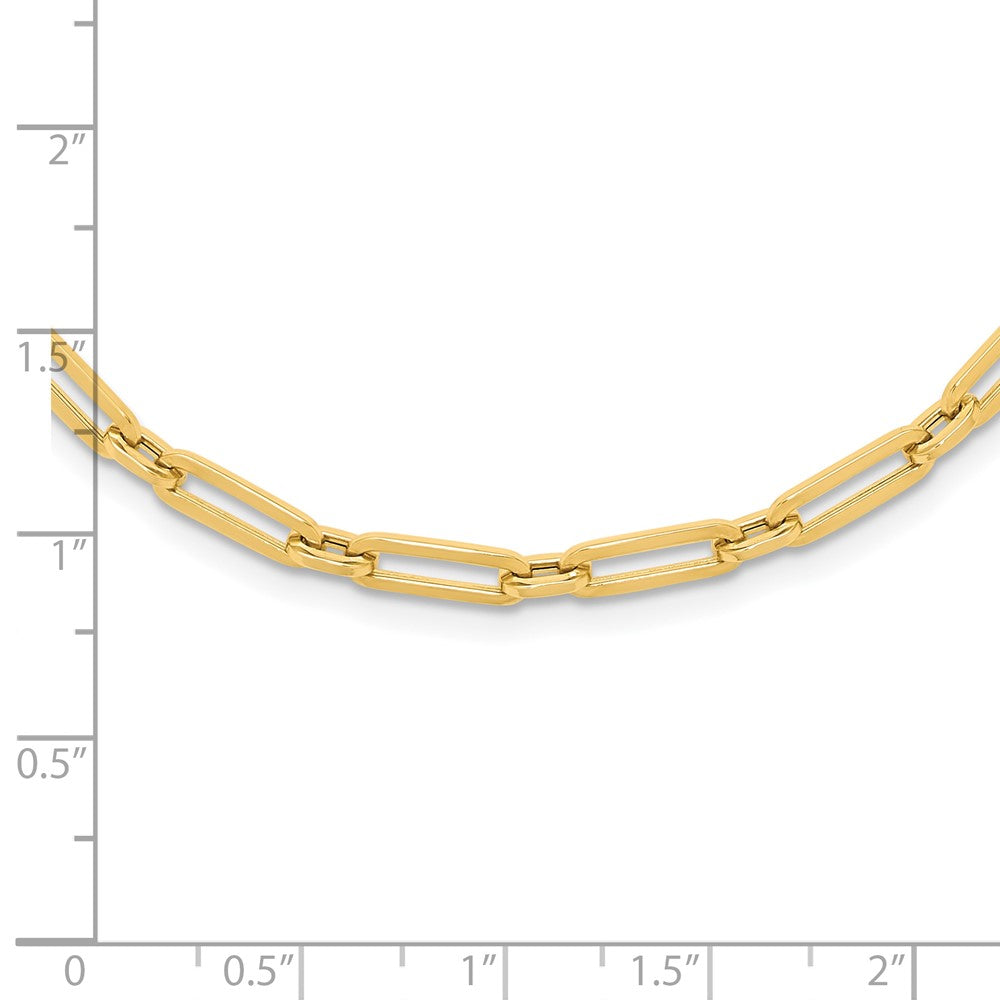 14K Gelbgold Poliert Flach Oval Glieder Halskette