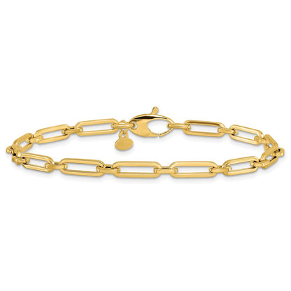 14K Gelbgold Poliert Flach Oval Glieder Gliederarmband