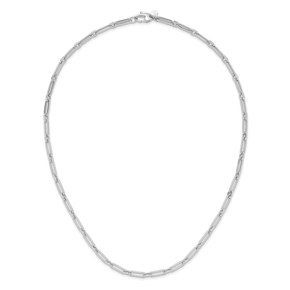 14K Weißgold Poliert Flach Oval Glieder Halskette
