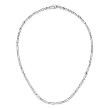 14K Weißgold Poliert Flach Oval Glieder Halskette