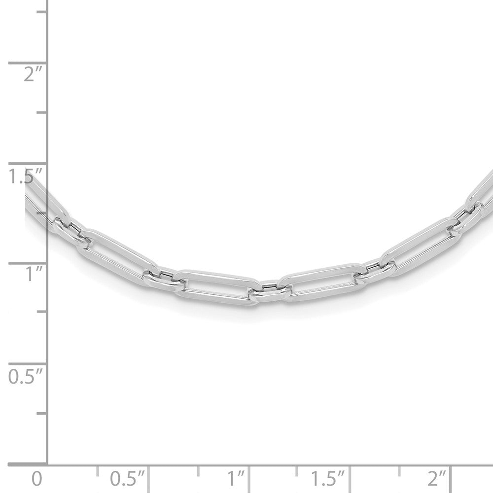 14K Weißgold Poliert Flach Oval Glieder Halskette