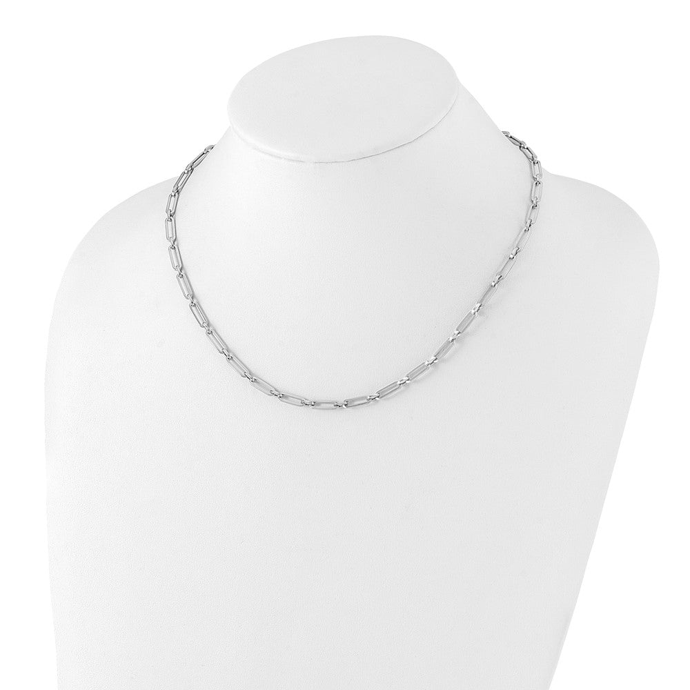 14K Weißgold Poliert Flach Oval Glieder Halskette