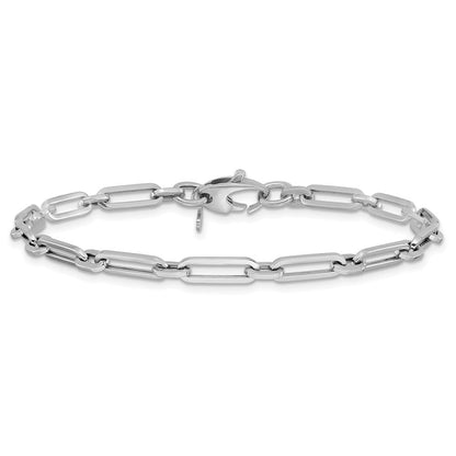 14K Weißgold Poliert Flach Oval Glieder Gliederarmband