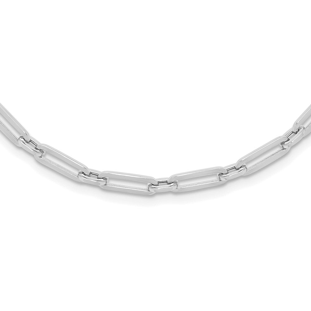 14K Weißgold Poliert Flach Oval Glieder Halskette