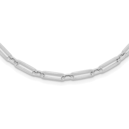 14K Weißgold Poliert Flach Oval Glieder Halskette