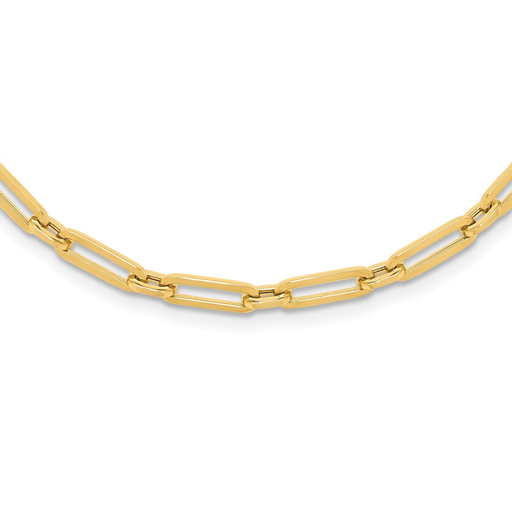 14K Gelbgold Poliert Flach Oval Glieder Halskette