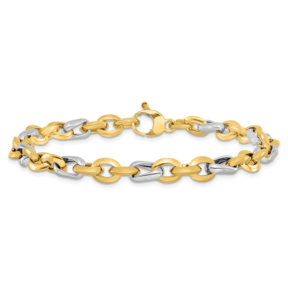 14K Bicolor Poliert Fantasieglieder Armband