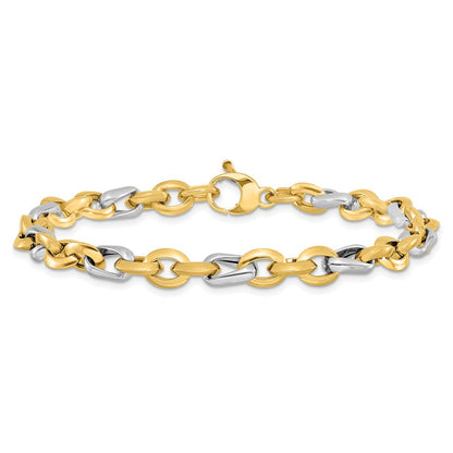 14K Bicolor Poliert Fantasieglieder Armband