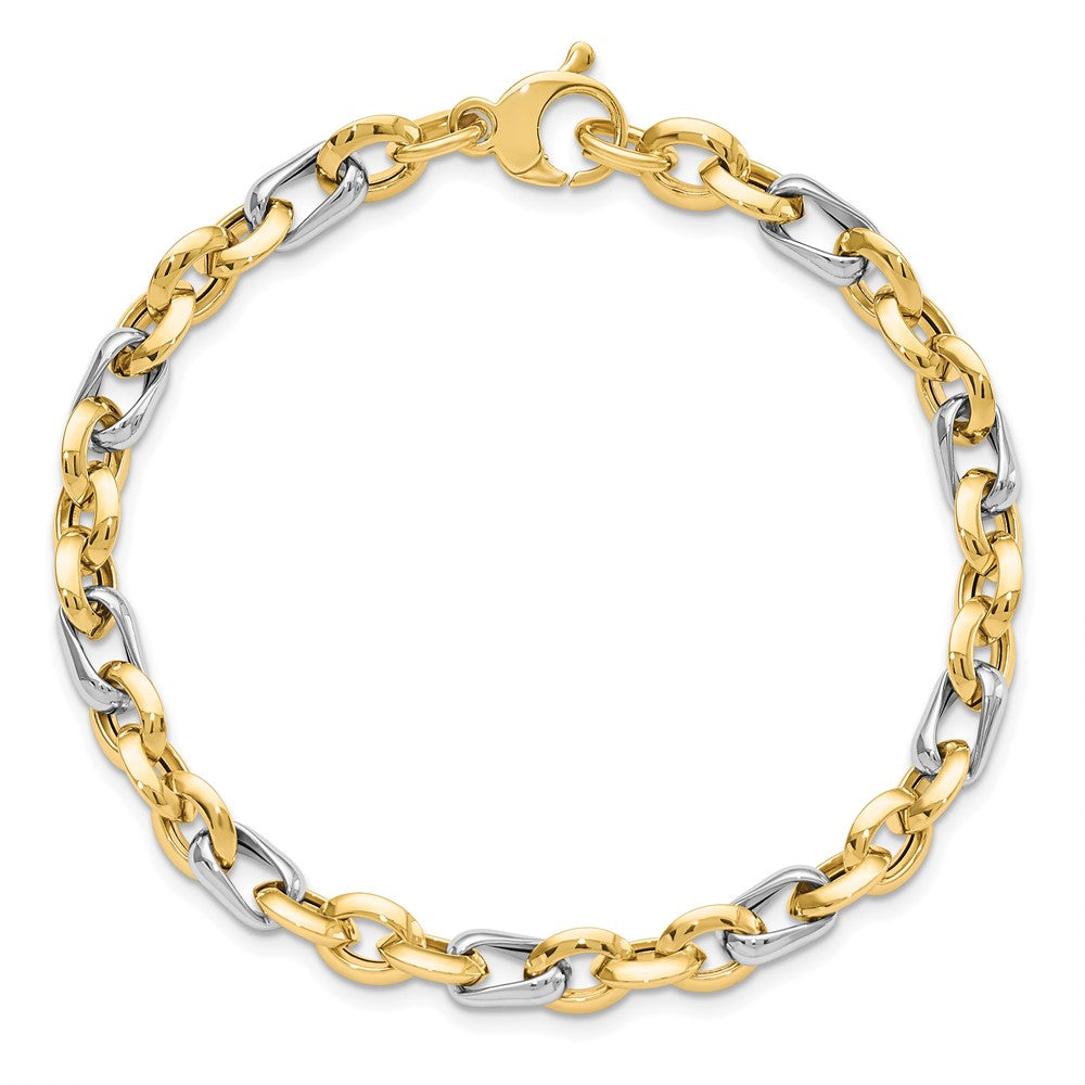 14K Bicolor Poliert Fantasieglieder Armband