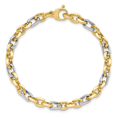 14K Bicolor Poliert Fantasieglieder Armband