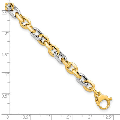 14K Bicolor Poliert Fantasieglieder Armband