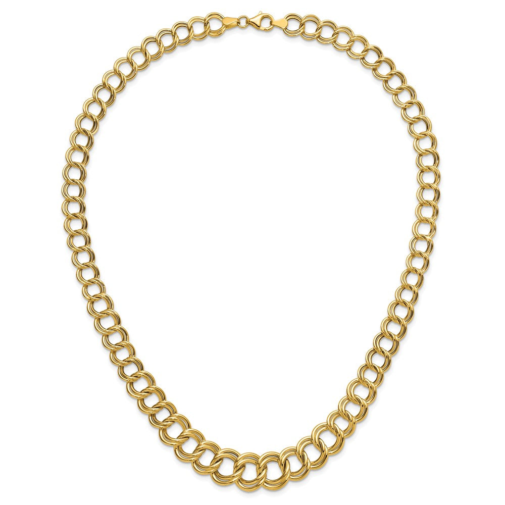 14K Gelbgold Poliert Abgestuft Doppelt Glieder Halskette
