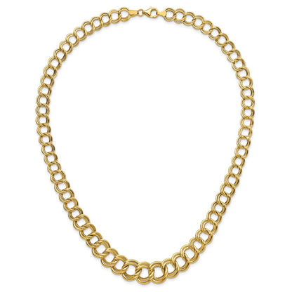 14K Gelbgold Poliert Abgestuft Doppelt Glieder Halskette