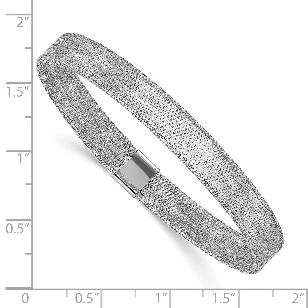 14K Gelb & Rhodium mit Weiß Poliert Dehnbar Armreif