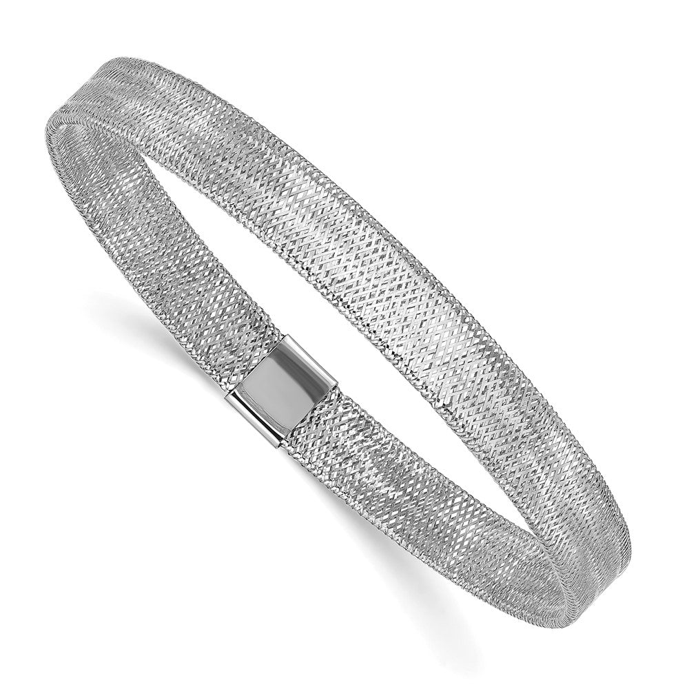 14K Gelb & Rhodium mit Weiß Poliert Dehnbar Armreif