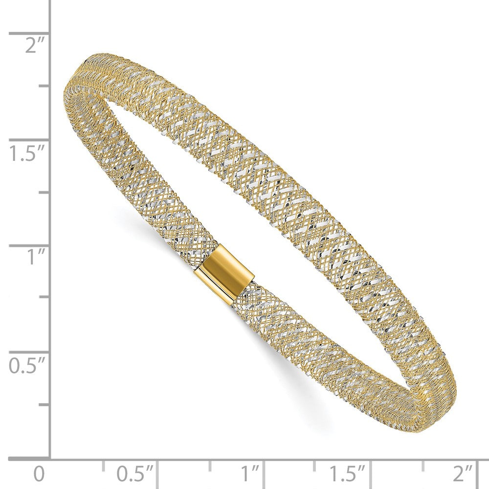 14K Gelb & Rhodium mit Poliert Dehnbar Armreif