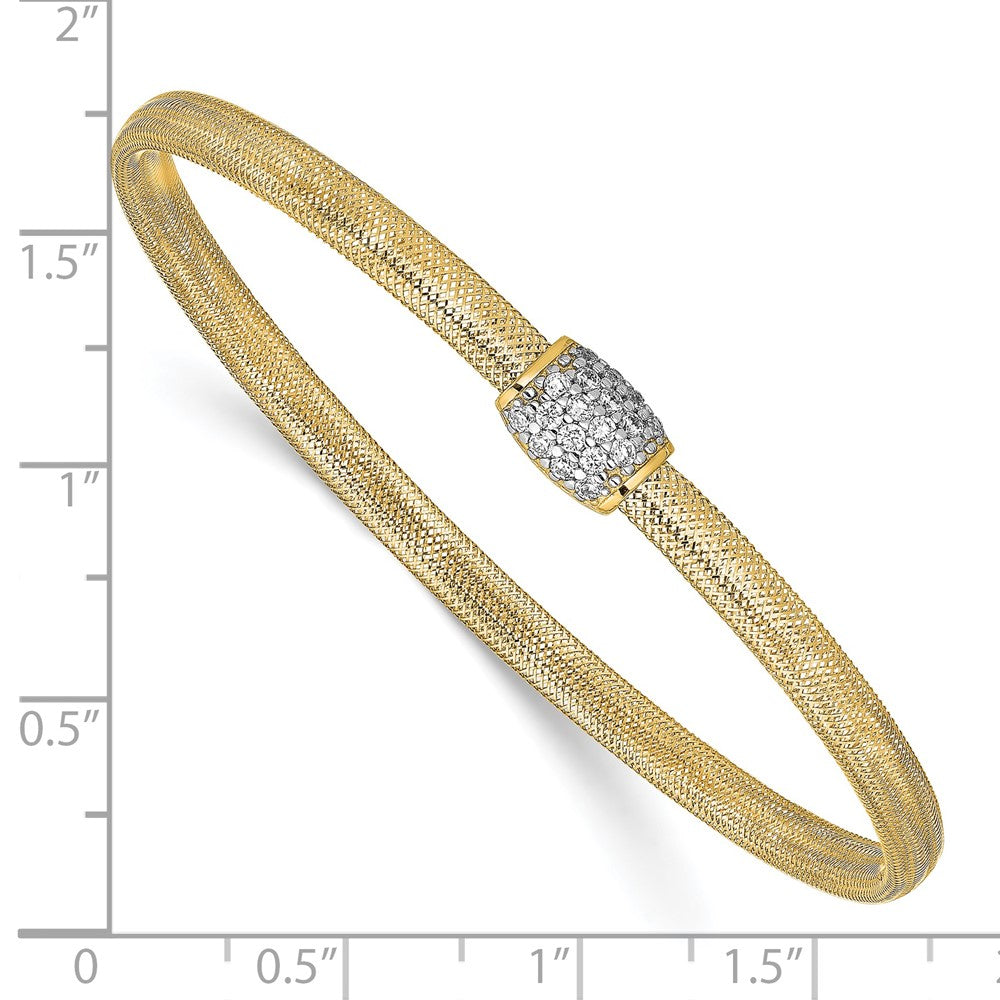14K Gelbgold Zirkonia Poliert Dehnbar Armreif