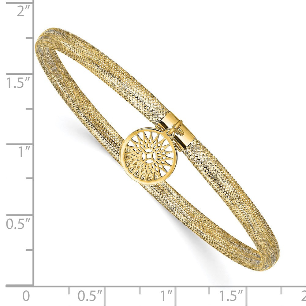 14K Gelbgold Poliert Sonne Charm Dehnbar Armreif