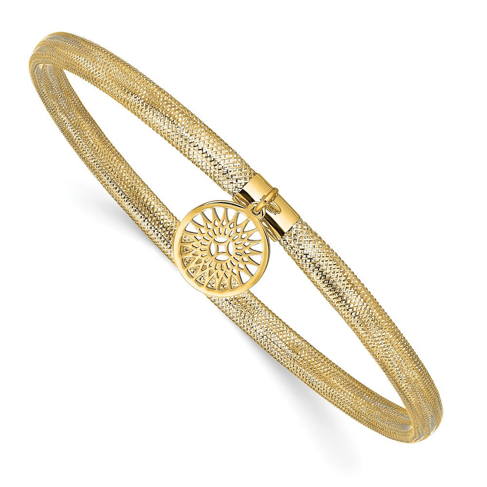 14K Gelbgold Poliert Sonne Charm Dehnbar Armreif