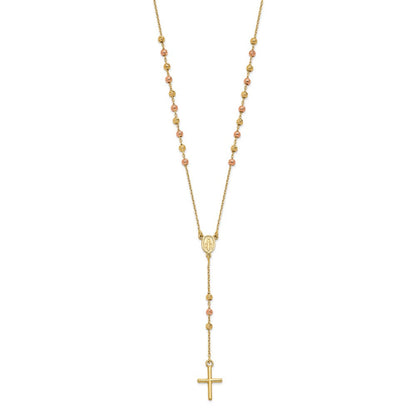 14K Bicolor Gelb und Roségold Kreuz Y Tropfen 1.25 Verlängerung. Halskette