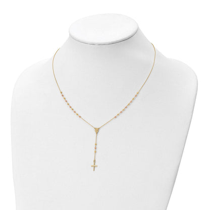 14K Bicolor Gelb und Roségold Kreuz Y Tropfen 1.25 Verlängerung. Halskette