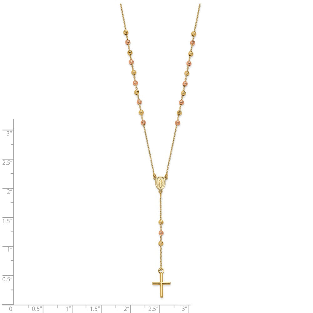 14K Bicolor Gelb und Roségold Kreuz Y Tropfen 1.25 Verlängerung. Halskette