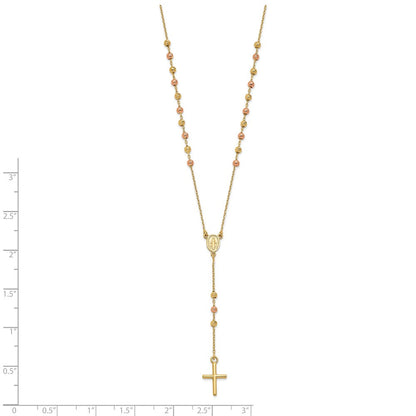 14K Bicolor Gelb und Roségold Kreuz Y Tropfen 1.25 Verlängerung. Halskette