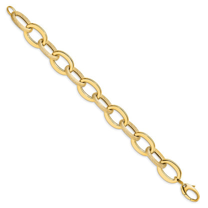 14K Gelbgold Poliert Scratch Finish Fantasieglieder Armband