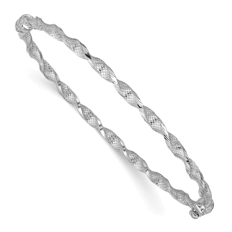 14K Gelb & Rhodium mit Weiß Beschichtung Poliert Strukturiert Gedreht Klappbar Armreif