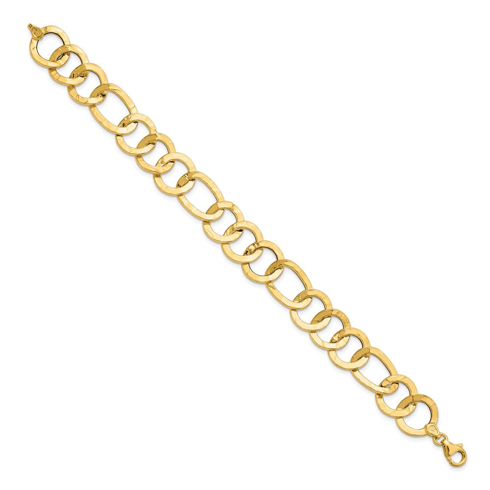 14K Gelbgold Poliert Strukturiert Fantasieglieder Armband