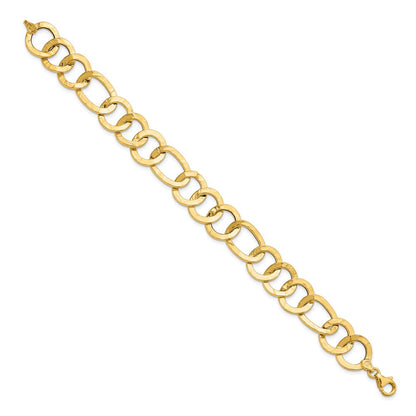 14K Gelbgold Poliert Strukturiert Fantasieglieder Armband