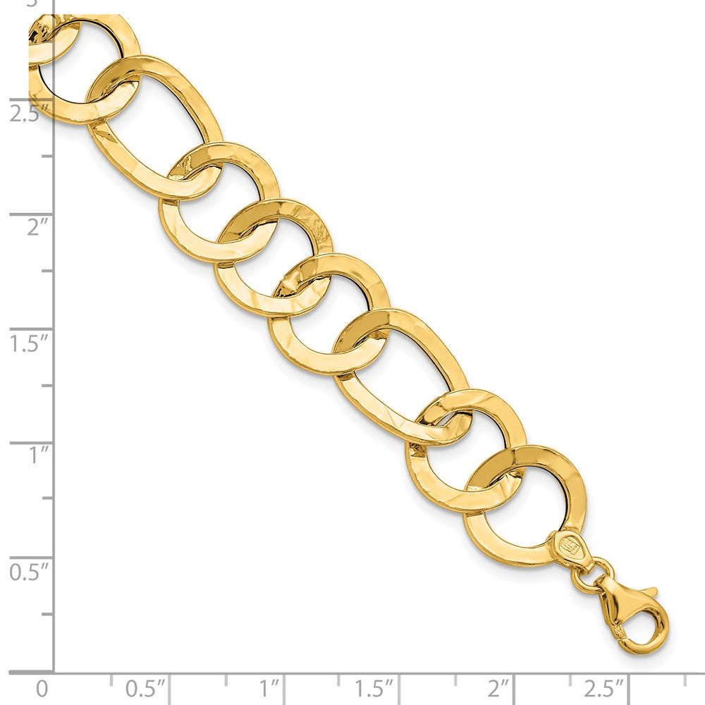 14K Gelbgold Poliert Strukturiert Fantasieglieder Armband