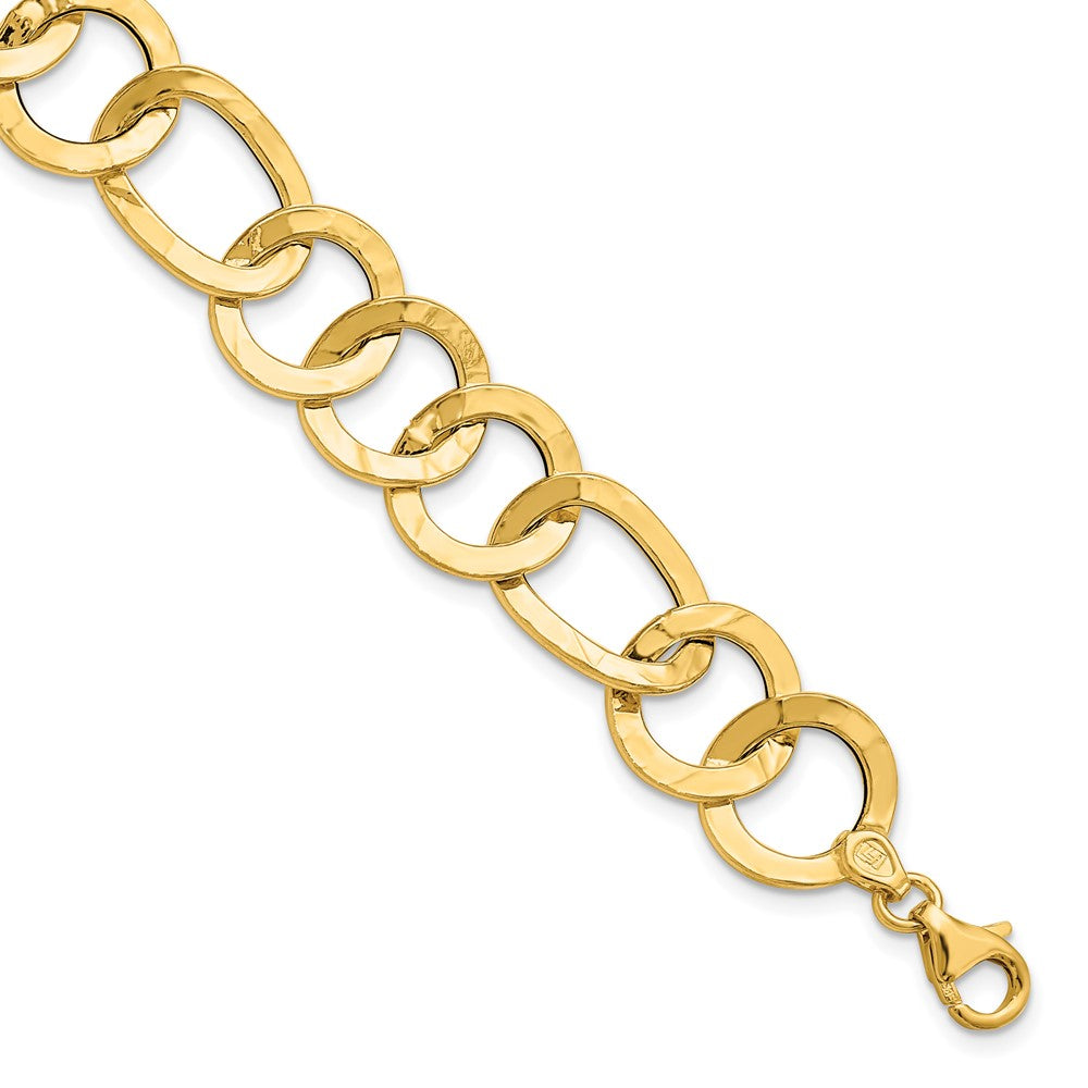14K Gelbgold Poliert Strukturiert Fantasieglieder Armband
