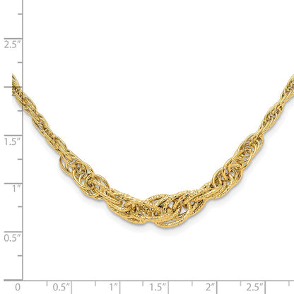 14K Gelbgold Poliert Strukturiert Fantasieglieder Halskette