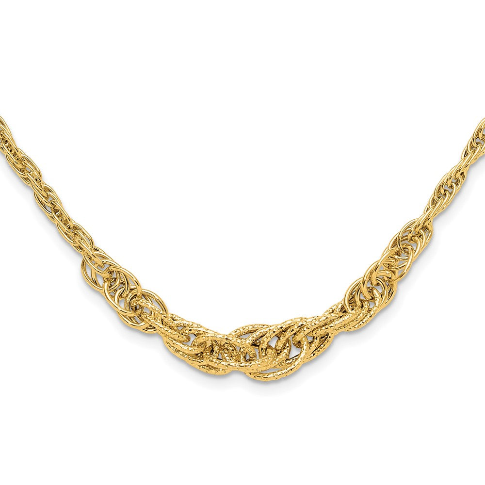 14K Gelbgold Poliert Strukturiert Fantasieglieder Halskette