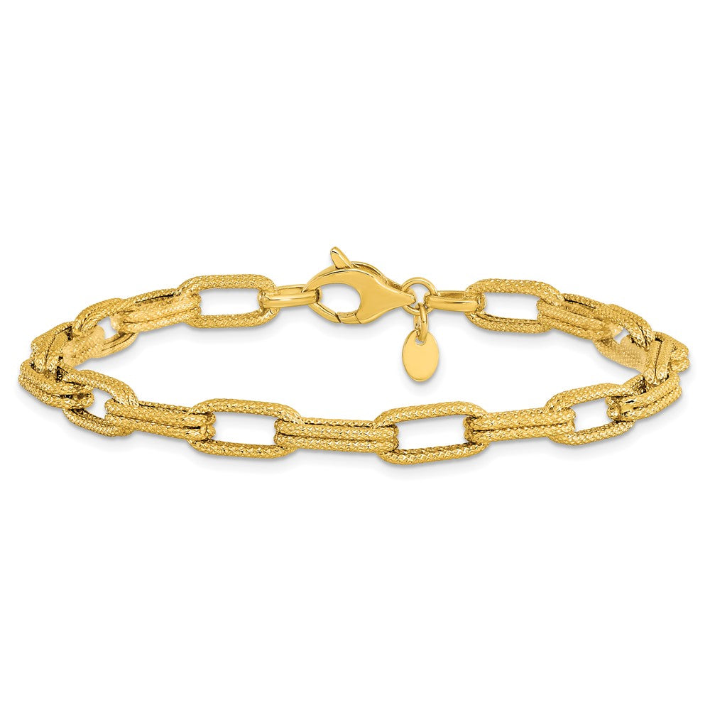 14K Gelbgold Poliert Strukturiert Fantasieglieder Armband