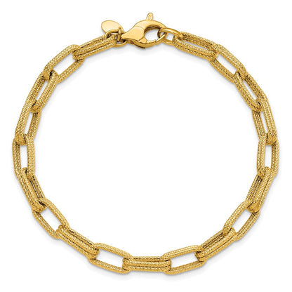 14K Gelbgold Poliert Strukturiert Fantasieglieder Armband