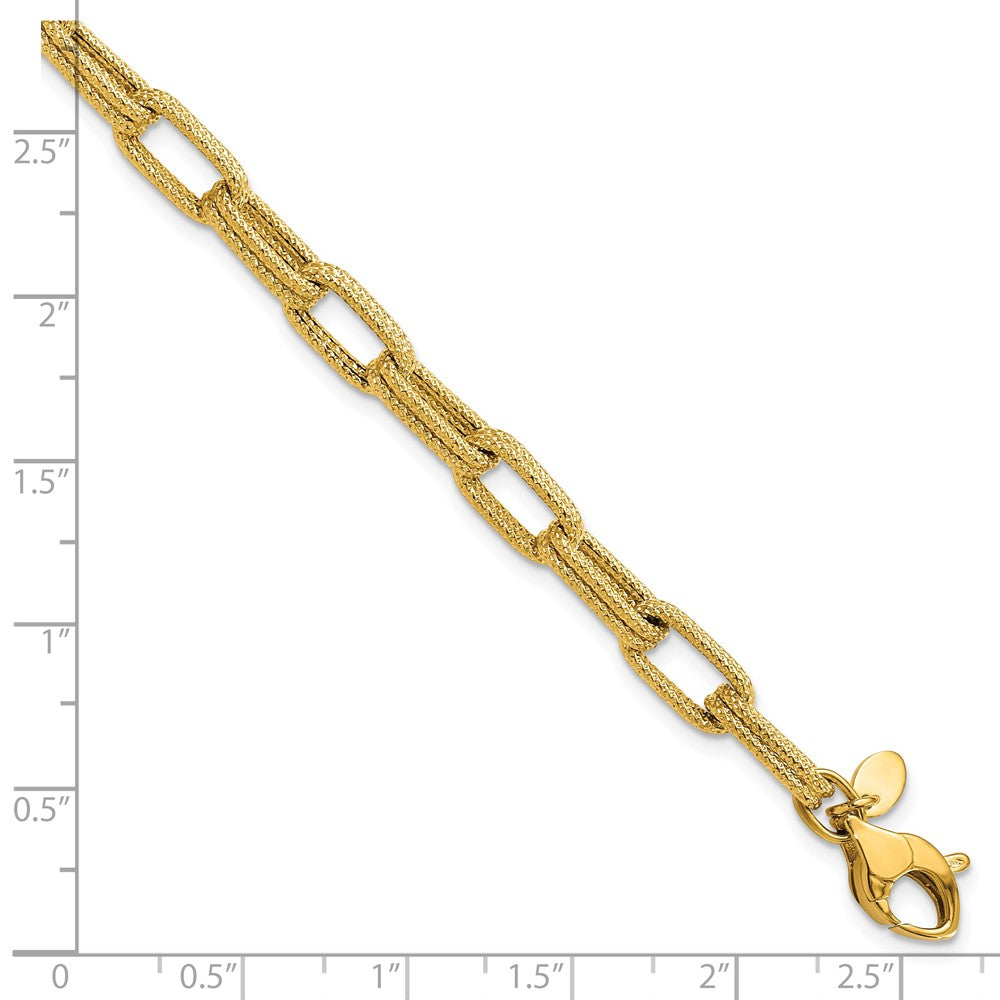 14K Gelbgold Poliert Strukturiert Fantasieglieder Armband