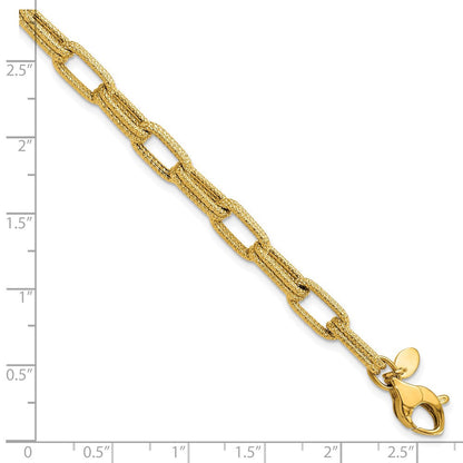 14K Gelbgold Poliert Strukturiert Fantasieglieder Armband