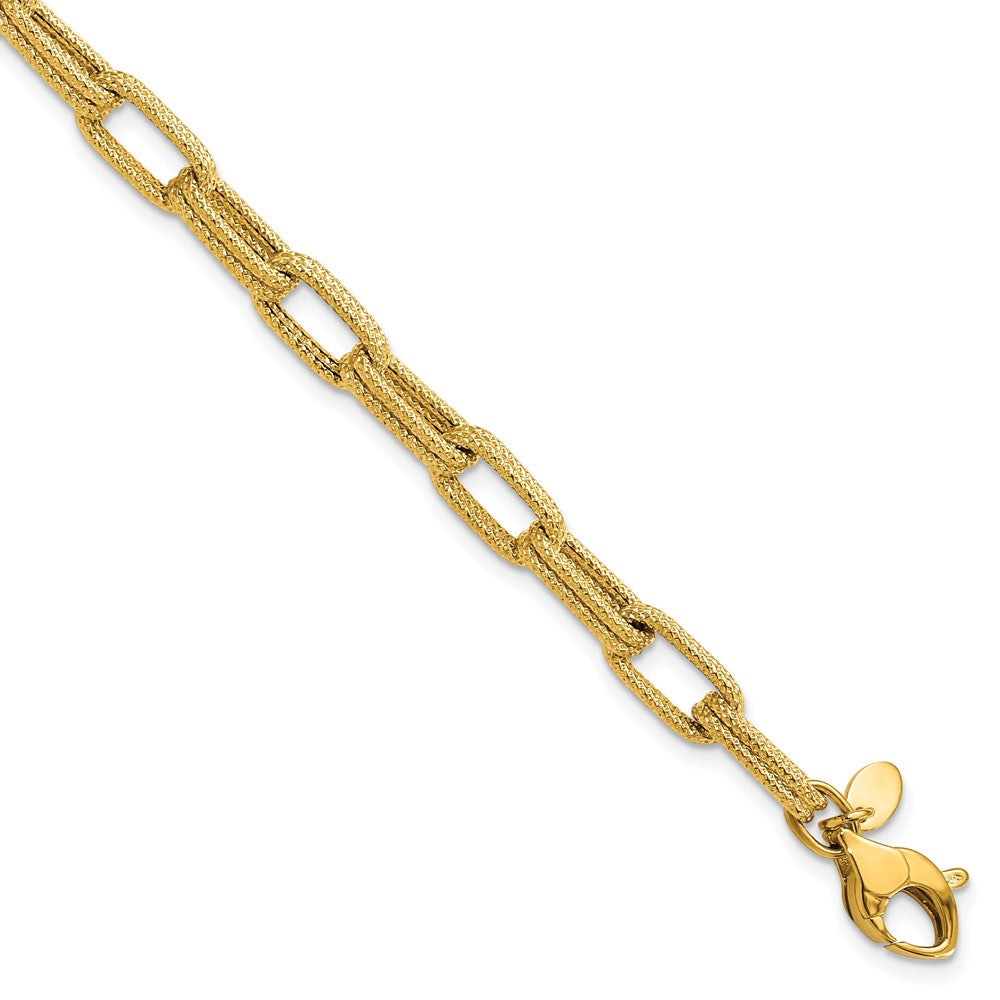 14K Gelbgold Poliert Strukturiert Fantasieglieder Armband
