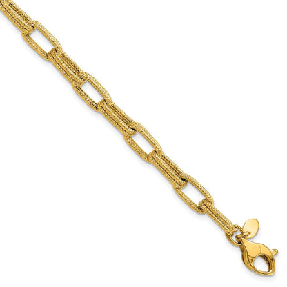 14K Gelbgold Poliert Strukturiert Fantasieglieder Armband