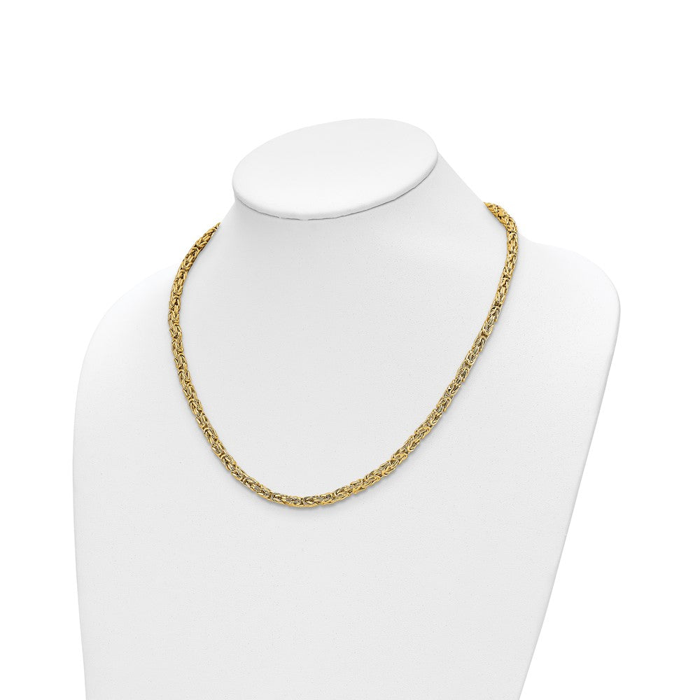 14K Gelbgold Poliert Byzantiner Glieder Halskette